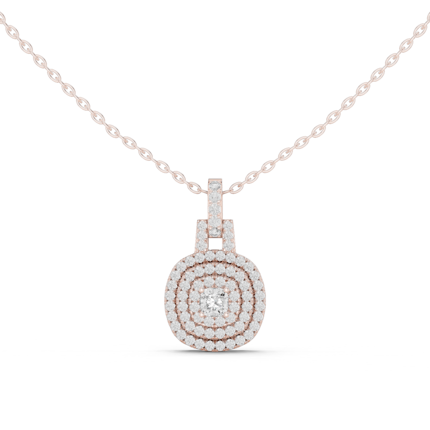 @RGEMGEMMetal-02_0_1_1_1.png Magnificent Cushion Double Halo Diamond Pendant Necklace - Image 1